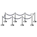 Montour Line Stanchion Post & Rope Kit PolSteel 8CrownTop 7DarkBlue Rope 85x11HSign C-Kit-7-PS-CN-1-Tapped-1-8511-H-7-PVR-DB-PS